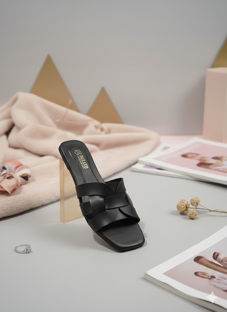 Square Toe Cross Strap  maroon Flats