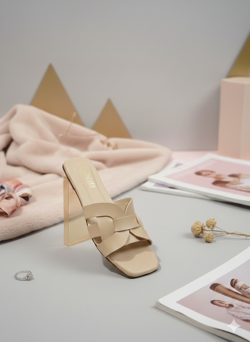 Square Toe Cross Strap  maroon Flats