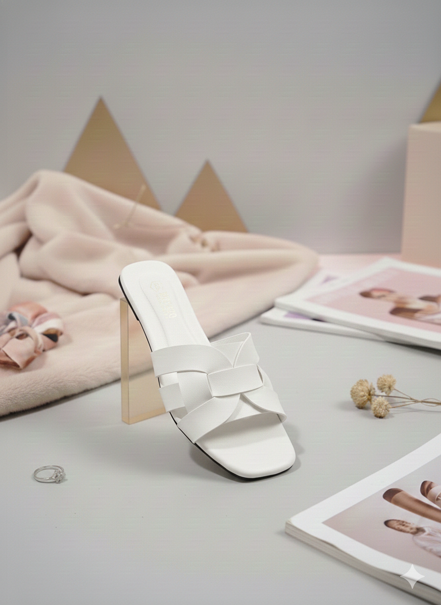 Square Toe Cross Strap  maroon Flats