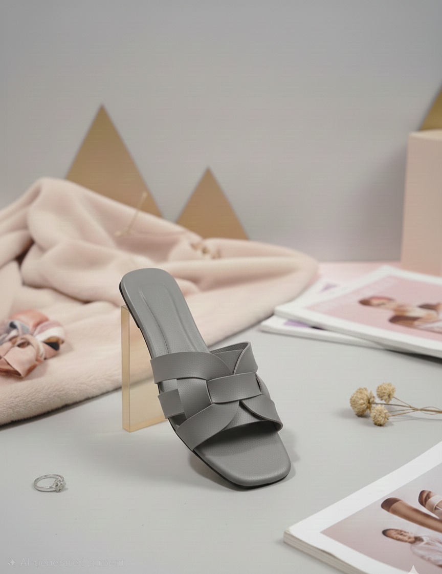 Square Toe Cross Strap  maroon Flats