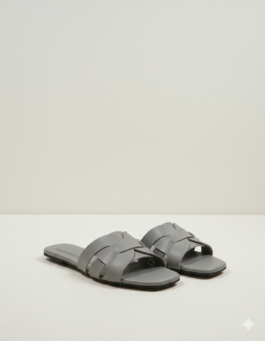 Square Toe Cross Strap  maroon Flats