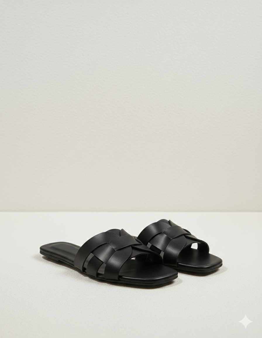 Square Toe Cross Strap  maroon Flats