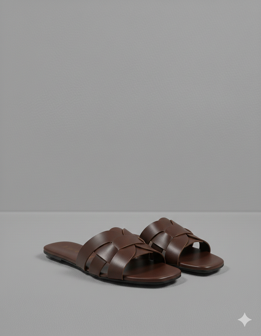 Square Toe Cross Strap  maroon Flats