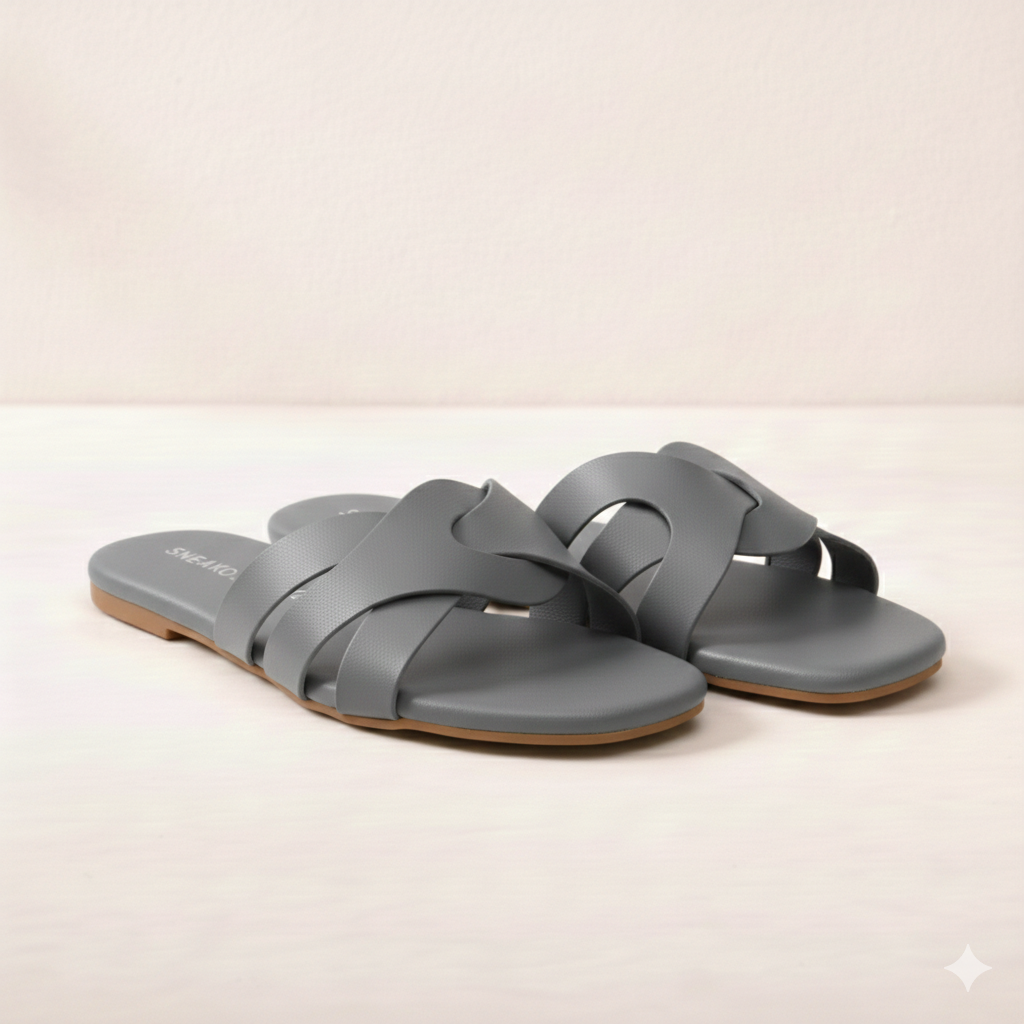 Criss Cross Strap Flat Slippers for Women –  Casual Slides