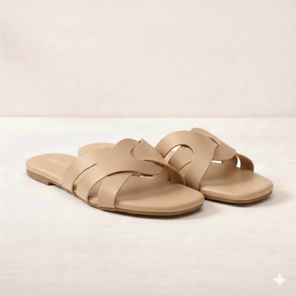 Criss Cross Strap Flat Slippers for Women –  Casual Slides