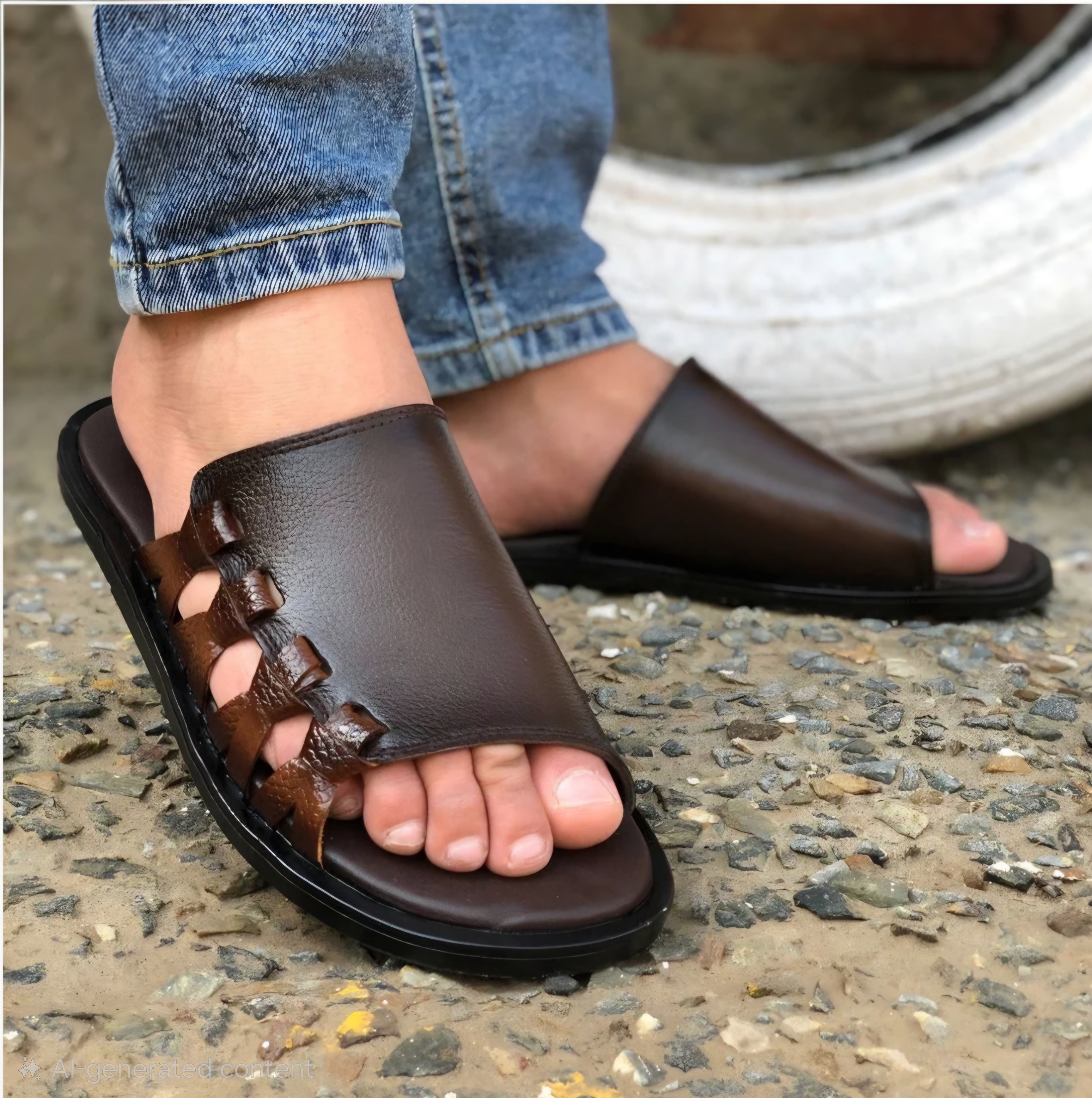 Cross Style Men’s Textured Classic Slippers