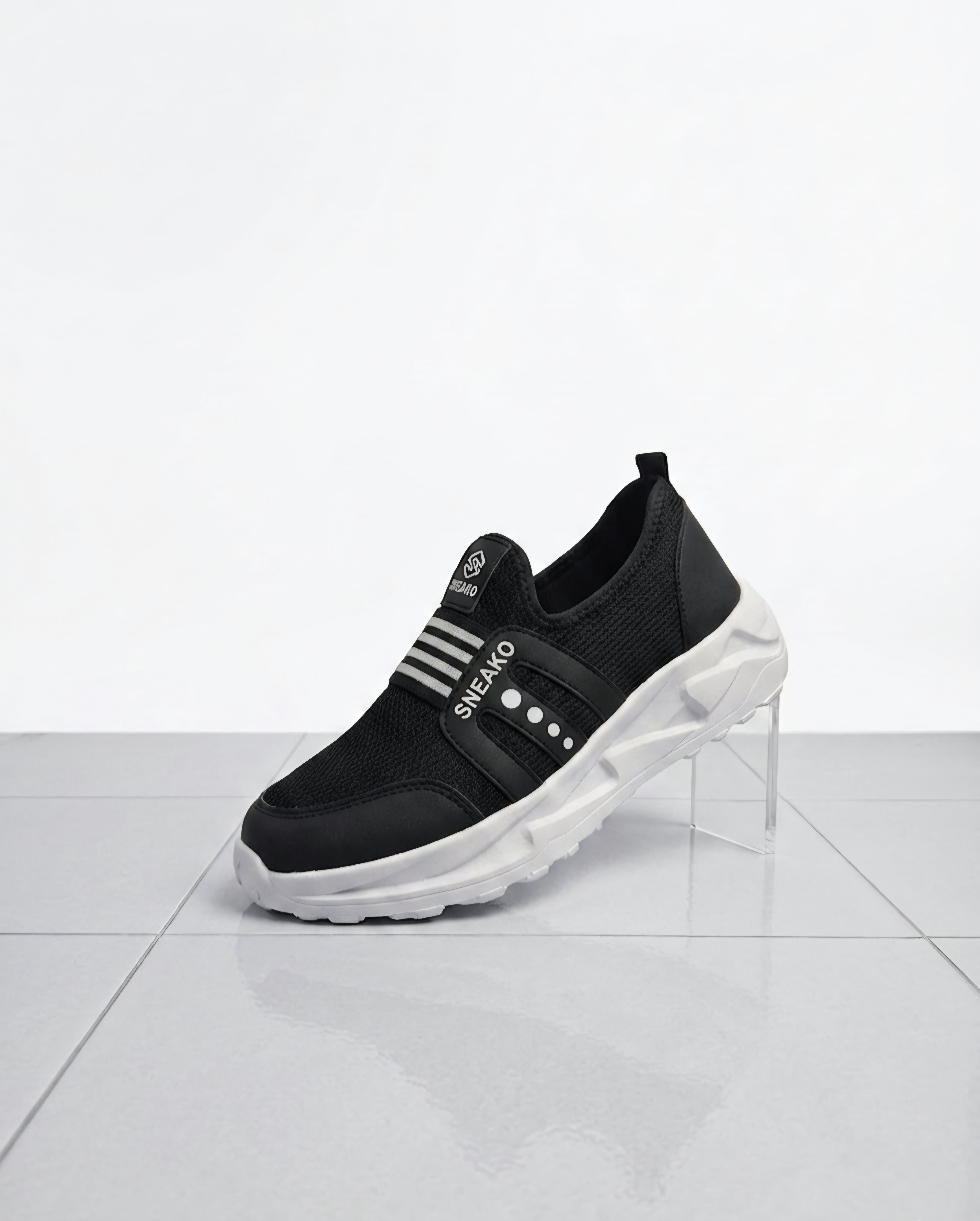 SneakoX Men's Black Slip-On Joggers-Breathable & Lightweight