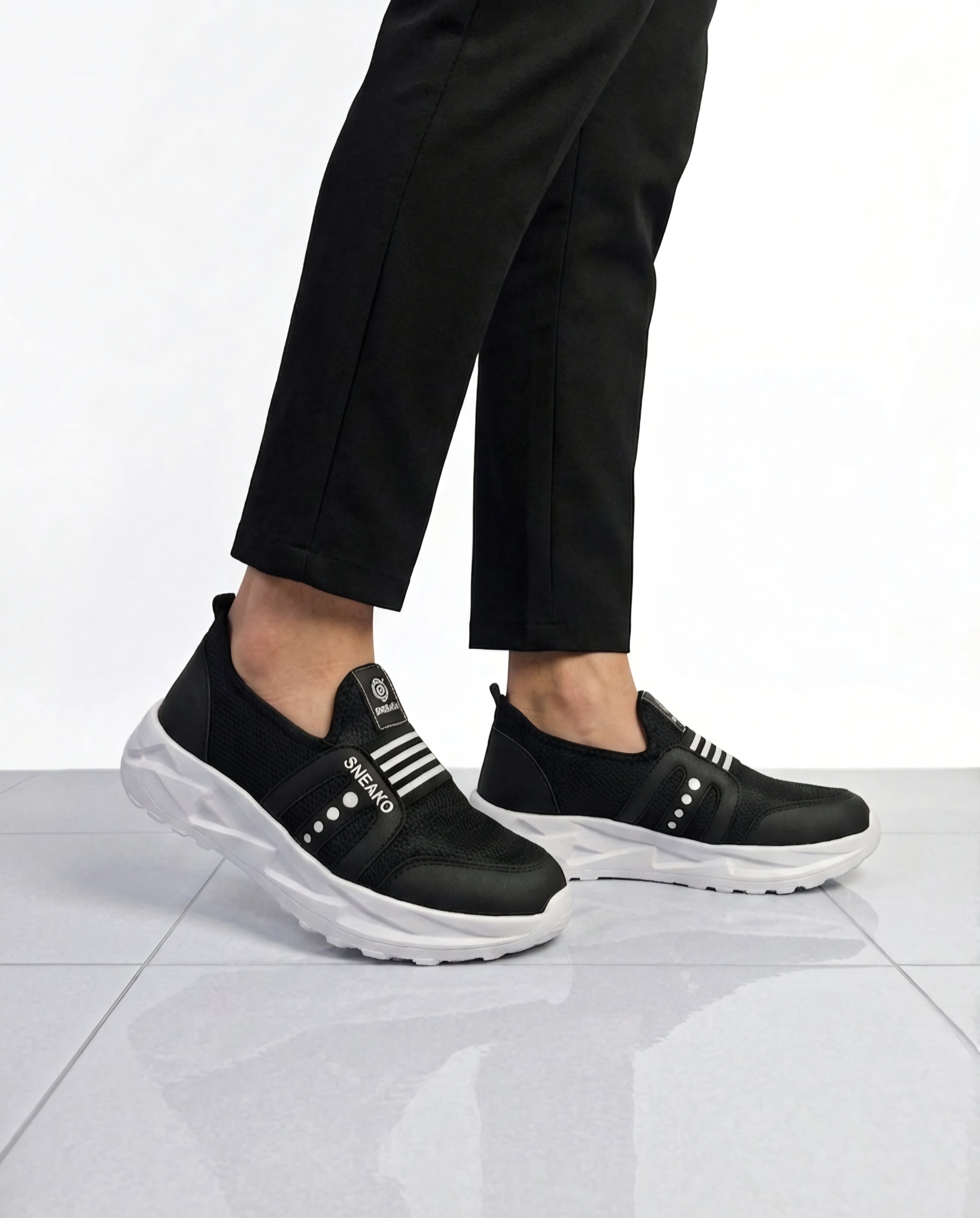 SneakoX Men's Black Slip-On Joggers-Breathable & Lightweight