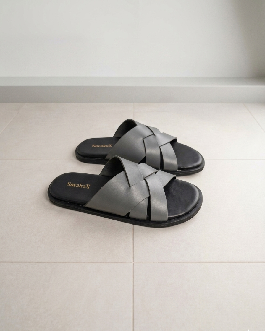 SneakoX Elite Cross Straps Brown Slides