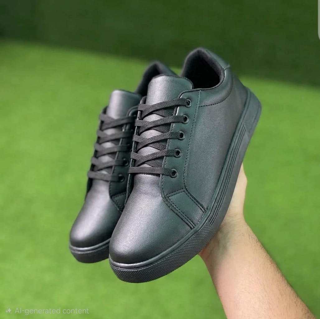 SneakoX Unisex Plain Black Sneakers