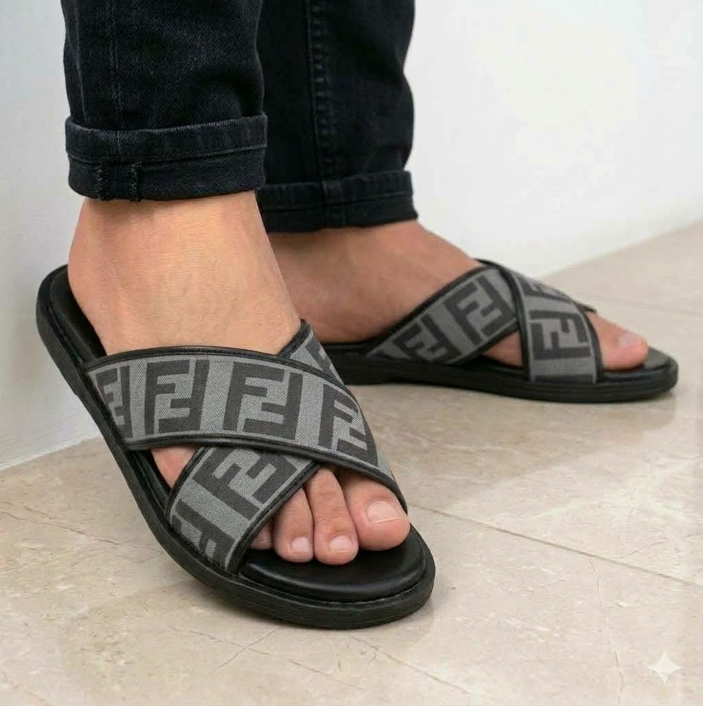 SneakoX FF-Style Cross Strap Grey Slippers