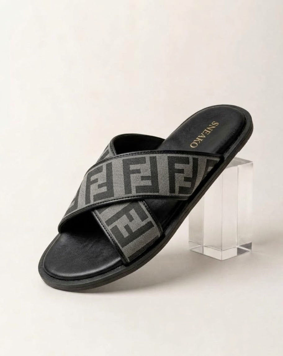 SneakoX FF-Style Cross Strap Grey Slippers