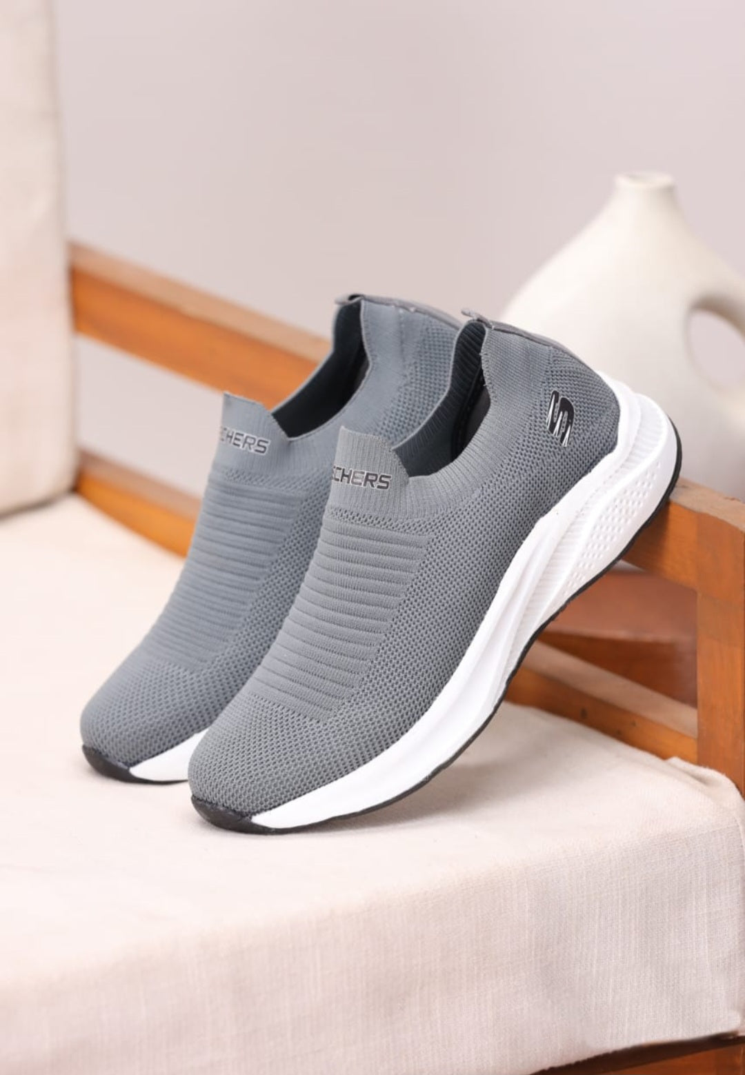 Men’s grey Lightweight Slip-On Sketchers– Everyday Comfort Shoes