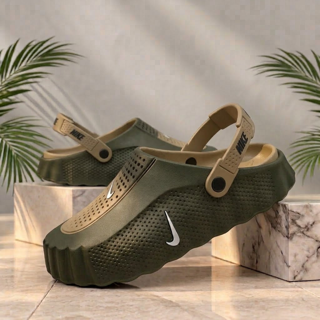 SneakoX-Olive Green Crocs with Adjustable Heel Strap