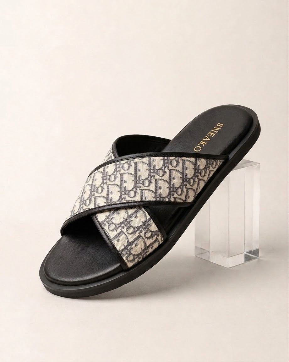 SneakoX Dior-Style Cross Strap  Slippers