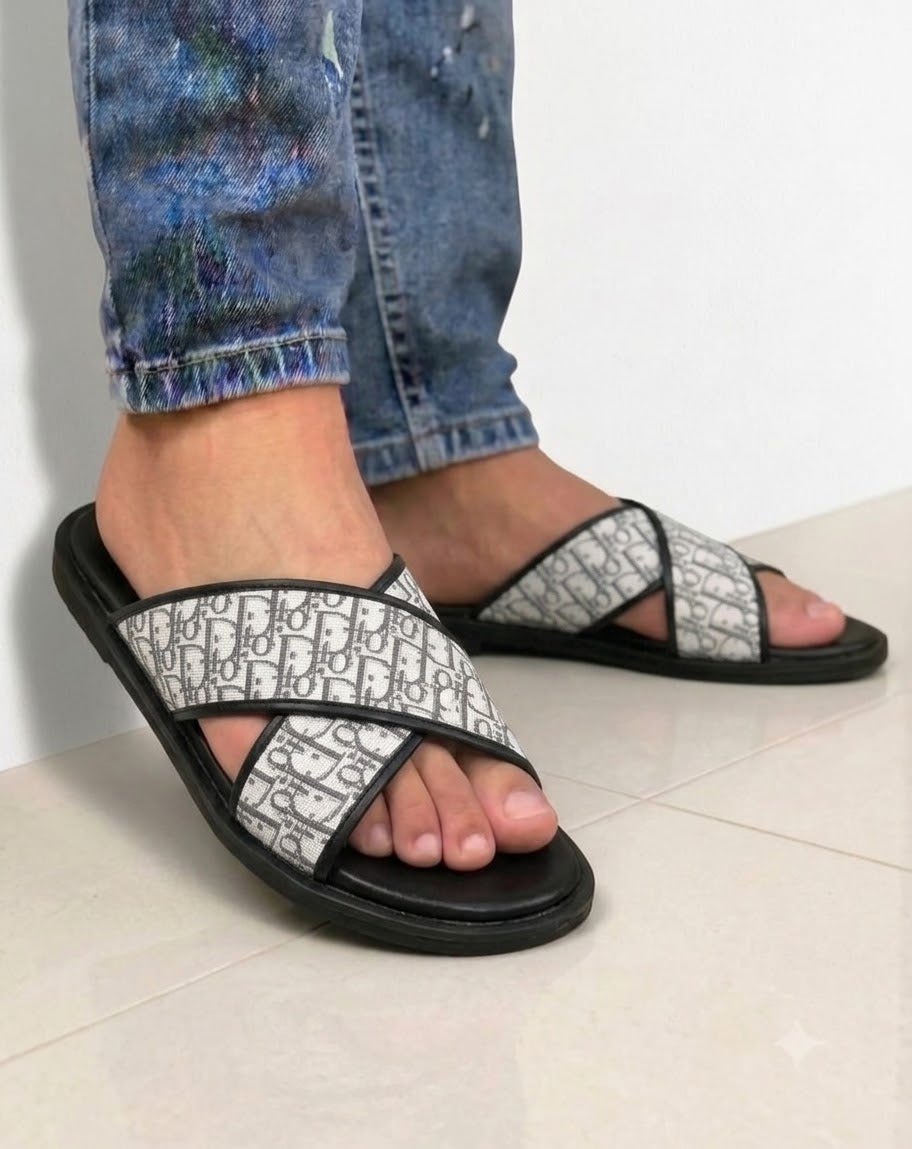 SneakoX Dior-Style Cross Strap  Slippers
