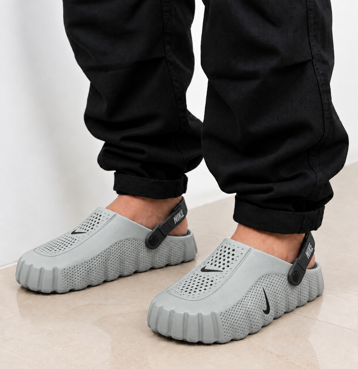 Sneako Grey  Crocs with Adjustable Heel Strap