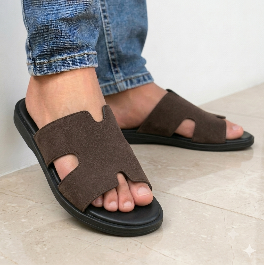 SneakoX Suede Leather  Hermes Style Men’s  Slippers